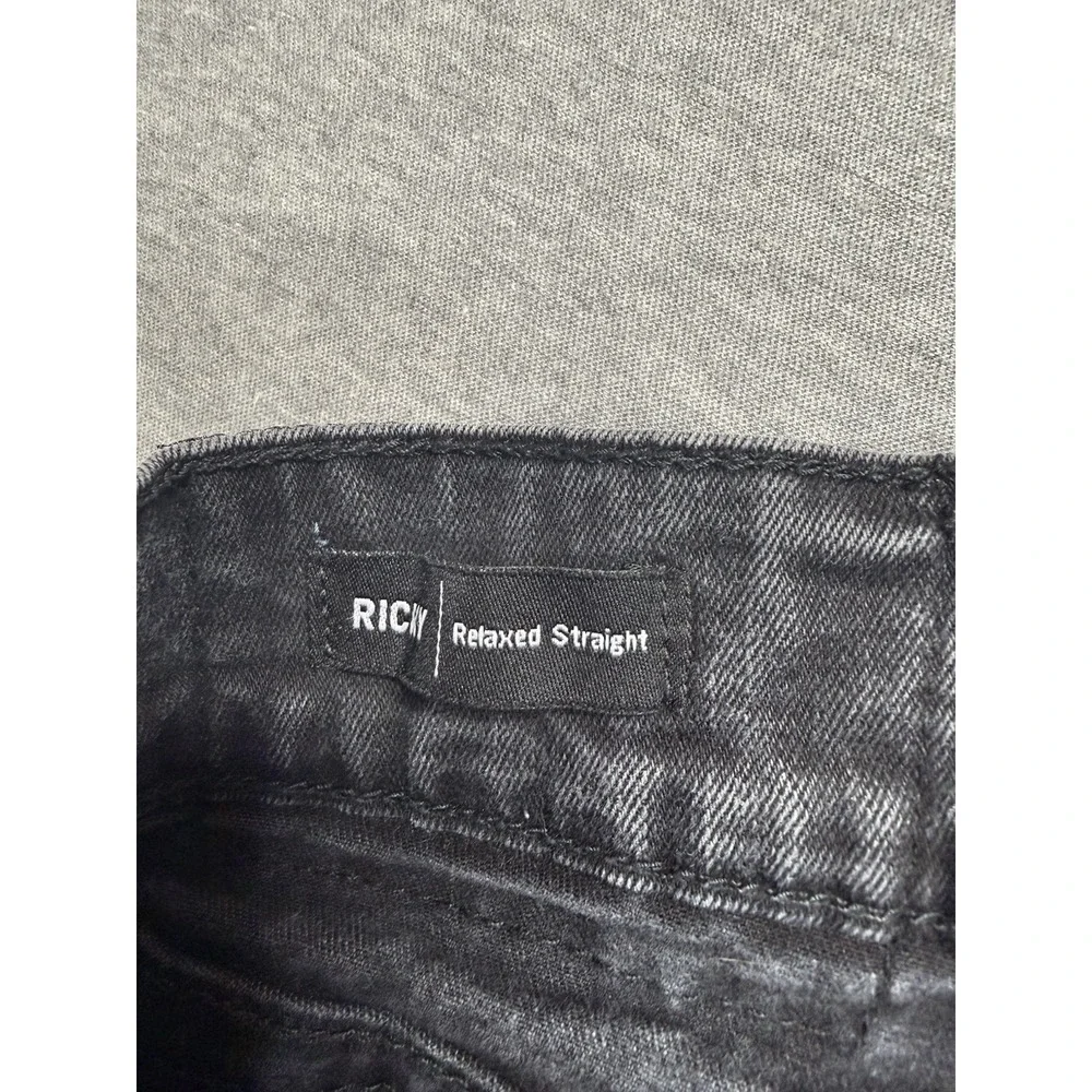 True Religion Ricky Relaxed Straight Jeans Men's 30 Black Flap Pockets Logo